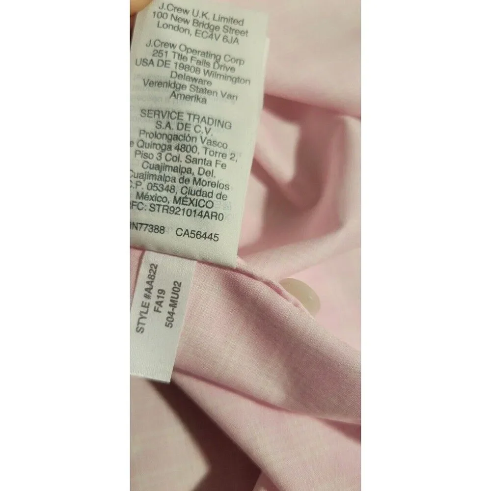 New! J.Crew Dress Shirt Size 15/33 Ludlow Pink Plaid Long Sleeve